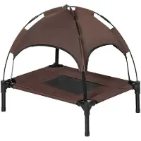 StarTech.com Lit pour animaux de compagnie - Lit pour chien d'extérieur avec toit - Transat pliable - Canapé pour chien surélevé - Tissu en filet - Vert armée