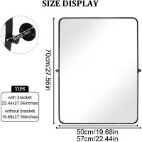 StarTech.com Miroir de salle de bain - Miroir mural 50x70 cm - Rectangulaire - Pivotant - Éclairé - Cadre en aluminium - À placer au-dessus du lavabo - Fixation horizontale et verticale possibles - Noir