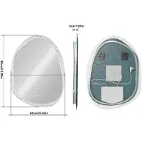 StarTech.com Miroir de salle de bain LED, 60 x 80 cm - Miroir mural sans cadre - Éclairage intégré - Capteur tactile - Anti-buée - Température de couleur réglable de 3000 à 6000K - Indice de protection IP44