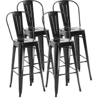 StarTech.com Ensemble de 4 tabourets de bar - Style industriel - Empilable - Avec dossier et repose-pieds - Hauteur d'assise : 76 cm - Structure en métal - Assise rembourrée - Couleur vert armée