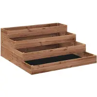 StarTech.com Bordure surélevée avec 4 niveaux - Plate-bande surélevée en bois de pin - Sol ouvert pour le drainage - 113 x 113 x 46 cm - Marron