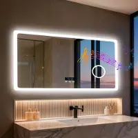 StarTech.com Miroir de salle de bain LED Bluetooth - Miroir mural rectangulaire - Miroir de maquillage grossissant 3x - Anti-buée - Éclairage à 3 couleurs avec mémoire - Sans cadre - 120 x 70 cm