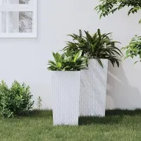Prolenta Maison Exclusive - Jardinière avec insert amovible, blanche, 11/26,5L, en résine tressée (type rotin)