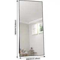 StarTech.com Miroir de pleine longueur – Miroir sur pied/miroir mural – Rectangulaire – Haute définition – 180 x 80 cm – Noir – Style marocain moderne