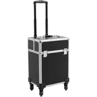 StarTech.com Malette de maquillage à roulettes - Valise de cosmétiques avec chariot - Coque en aluminium rigide - Dimensions : 24 x 34 x 47 cm - Fermeture à clé - 4 roulettes multidirectionnelles - Noir