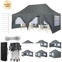 SANOPY Tente pliante Tentes et chapiteaux 3 x 6 m Imperméable Stable Protection UV Avec 4 panneaux latéraux et 2 entrées, tente de jardin pour jardin/fête/mariage