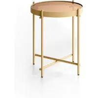 STONES Table d'appoint Marissa avec plateau en verre trempé bronze et structure en métal de couleur bronze mat, style moderne, dimensions 38x38 cm - Marissa