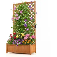 Costway , jardinière, bac à fleurs surélevé, bac de plantation avec treillis pour plantes grimpantes, pot de plantation avec trous de drainage, jardinière d'extérieur, dimensions : 90 x 44,5 x 180,5 cm