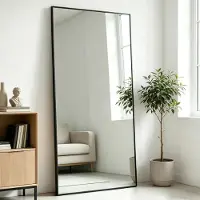 Sonstiges Miroir mural 180x80 cm, noir, en alliage d'aluminium, avec support en forme de U