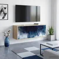 Prolenta Meuble TV mural exclusif - Modèle RAALTE, dimensions : 102 x 33 x 40 cm, finition chêne Sonoma