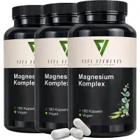 IK-Handelsgruppe Vita Elements Complexe de Magnésium Lot de 3 180 Gélules Bisglycinate Citrate Malate Complément Alimentaire
