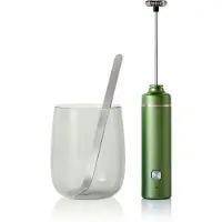 AdHoc Ensemble "Matcha pour connaisseurs" Moro, 3 pièces, en plastique/acier inoxydable/verre. Foamier à lait, diamètre 3,2 cm, hauteur 20,8 cm. Verre