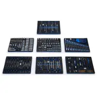 HBM Inserts avec set d'outils 262 pièces, pour servante d'atelier, bleu