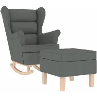 vidaXL Fauteuil à bascule avec repose-pieds Gris foncé Tissu
