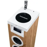 Thomson Enceinte colonne - Bluetooth/CD/USB/SD - Blanc/Bois - 60 W - Radio FM