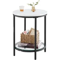 Vasagle Bout De Canapé Rond - H55 Cm - Noir