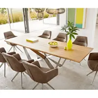 DELIFE Table à manger Edge 260x100x2,5-3 chêne nature Spider acier plat acier inoxydable Live-Edge
