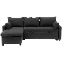 CALICOSY - Canapé convertible 3 places en tissu avec méridienne L219 cm - LOUISON