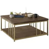Dmora Raiden - Table basse, 90x90x40h cm, Noyer marron, Porte-revues