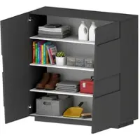 Dmora Aulla - Armoire Multiusage 2 Portes, 120x126h cm Gris Anthracite, 3 Étagères, Italy