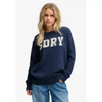 Superdry pour femme. W6110766A Jersey Heritage Intarsia marine (XS), Casuel, Coton