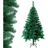 Jiubiaz Arbre de Noël artificiel sapin artificiel y compris support d'arbre métal vert 210cm