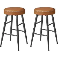Vasagle Echo Collection Tabouret de bar, lot de 2, tabouret de bar, chaise de cuisine, similicuir, hauteur 63 cm, pour cuisine, salle à manger, montage facile, brun caramel