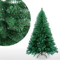 Jiubiaz Arbre de Noël artificiel, sapin de décoration en épicéa, y compris support d'arbre de Noël en métal, montage rapide, pliable,Vert 210cm