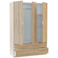 Dmora Ababala - Armoire 3 Portes, 135x52 cm Chêne Marron, 2 Étagères