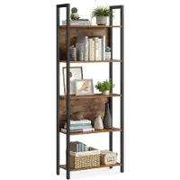 Songmics Bibliothèque, Étagère de rangement, Étagère de cuisine, 5 niveaux, cadre en acier stable, pour bureau , entrée, salon, style industriel