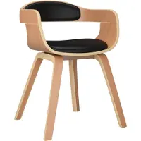 vidaXL Chaise de salle à manger noire bois courbé et similicuir