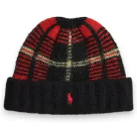 Ralph Lauren pour homme. 449P20228001 Bonnet à carreaux rouge (OSFA), Laine, Classique