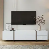 Sonstiges Meuble TV bas avec tiroirs et portes, dimensions 170x30x39 cm, couleur blanche