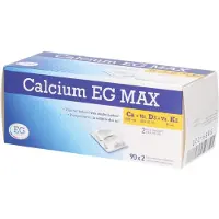 EG NV Calcium EG Max | 1000 mg Calcium, 1000 U.I. Vitamine D3 & 75 µg Vitamine K2 | Maintien d'Os forts et sains 2x90 pc(s) Comprimé(S)