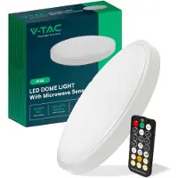 V-TAC Lampes LED rondes à dôme avec détecteur - 295mm - IP44 - blanc - 24W - 2400 lumens - 3000K
