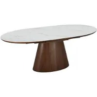 Meublorama Table LUMEA extensible 160–200 cm – Table contemporaine en céramique effet marbre blanc et noyer
