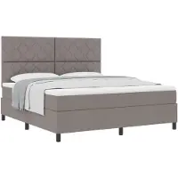 vidaXL Lit Boxspring avec matelas Taupe 180 x 200 cm Tissu