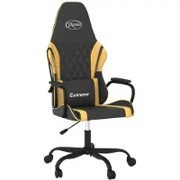 vidaXL Chaise de jeu avec fonction de massage Noir & Or Similicuir