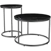 Merkloos Ensemble de tables basses Ottawa, imitation marbre noir