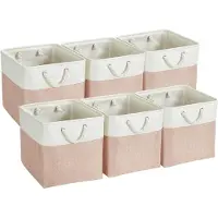 Merkloos Lot de 6 boîtes de rangement en toile avec poignées en coton (30 cm)