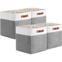 Merkloos Lot de 4 boîtes de rangement - Cubes de rangement en tissu - 33 x 38 x 33 cm - Construction robuste - Gain de place - Effet décoratif - Paniers de rangement