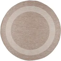 FRAAI Tapis d'intérieur et d'extérieur rond | Sierra Border Beige/Crème | Ø 200cm | Beige | Rond | Tapis