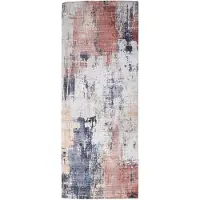 FRAAI Tapis de couloir lavable | Domingo Grunge terra/Crème | 80x350cm | Terracotta | Polyester | Tapis de couloir
