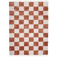 FRAAI Tapis damier | Blox Fringe Terracotta | 140x200cm | Terracotta | Rectangulaire | Tapis