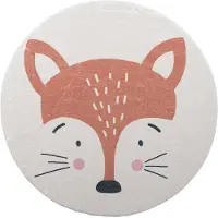 Little Olly Tapis rond lavable pour enfant | Sammy Fox Orange | Ø 140cm | Orange | Polyester | Rond