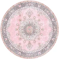 FRAAI Tapis rond vintage | Lily Medallion Rose | Ø 140cm | Rose | Rond | Tapis