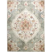 FRAAI Tapis d'extérieur vintage | Santo Mandala Vert Olive | 160x230cm | Vert | Rectangulaire | Tapis d'extérieur