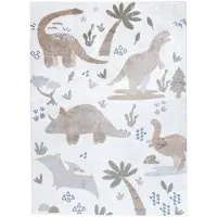 Little Olly Tapis lavable pour enfant | Mace Dino Crème | 120x170cm | Crème | Rectangulaire | Tapis enfants