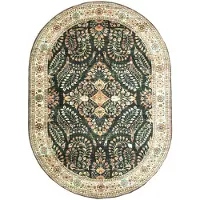 FRAAI Tapis d'extérieur ovale vintage | Santo Flora Vert Foncé | 200x290cm | Vert | Ovale | Tapis d'extérieur