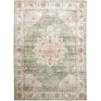 FRAAI Tapis d'extérieur vintage | Médaillon Santo Vert Olive | 120x170cm | Vert | Rectangulaire | Tapis d'extérieur